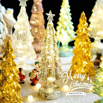 Christmas Tree Glass Night Light for Home Xmas Romantic Holiday Atmosphere Arbol De Navidad Ornaments LED Luminous Decoration