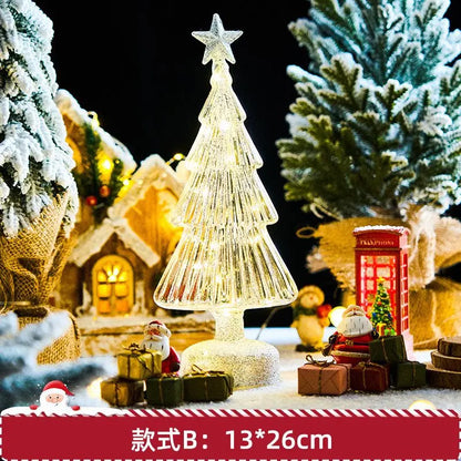 Christmas Tree Glass Night Light for Home Xmas Romantic Holiday Atmosphere Arbol De Navidad Ornaments LED Luminous Decoration