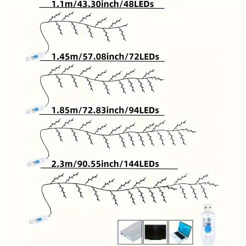 USB Powered Tree Strips Light 8 Modes Fairy Tale Tree Branch Bedroom  Christmas Valentine Gift for Wedding Party Garden Lighting