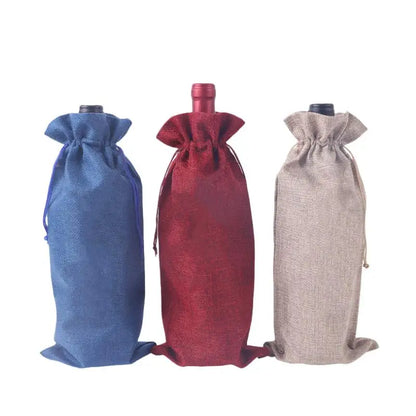 Festive Burlap Wine Bags