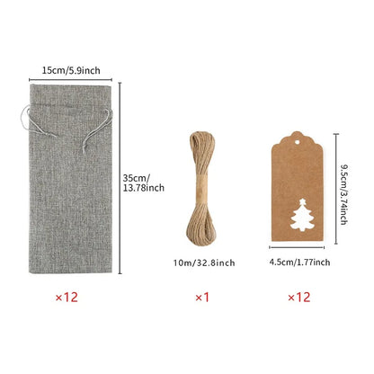 Festive Burlap Wine Bags
